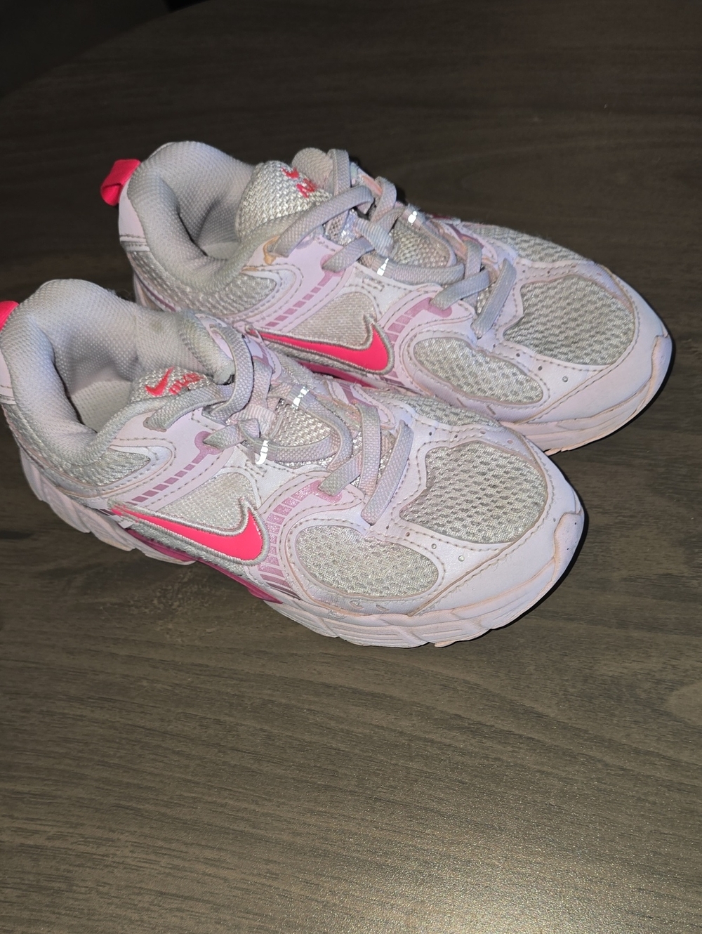 Nike Girls White and Hot Pink Mesh Athletic Sneakers